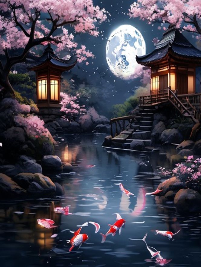 Koi Pond Moonlight